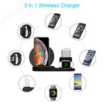 3in1 Wireless Charger Stand Qi 15W Fast Charging - iDetailGarage